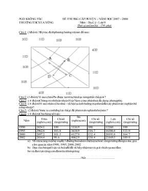 Đề thi học sinh giỏi cấp huyện  năm học 2007  2008 môn  địa lý - Lớp 9 thời gian làm bài  150 phút